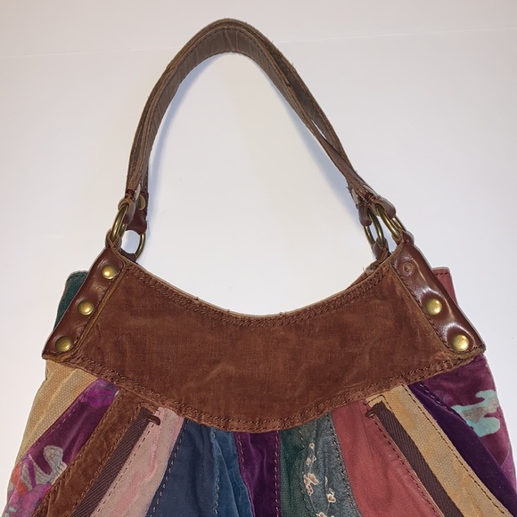 Lucky Brand Multicoloured Boho Leather and Textile Patchwork Hobo Purse - Picture 5 of 8